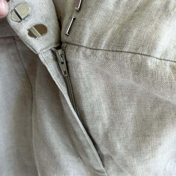 Talbots 100% Linen Pants Size 10 Tan High Rise Lightweight Wide Leg Trousers - Picture 6 of 7